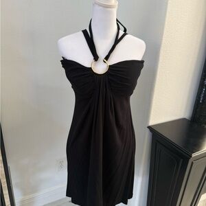 Cache Black Dress with Gold Accent